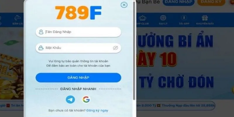 Hoàn thành thực hiện quá trình đăng nhập 789F trong 04 bước